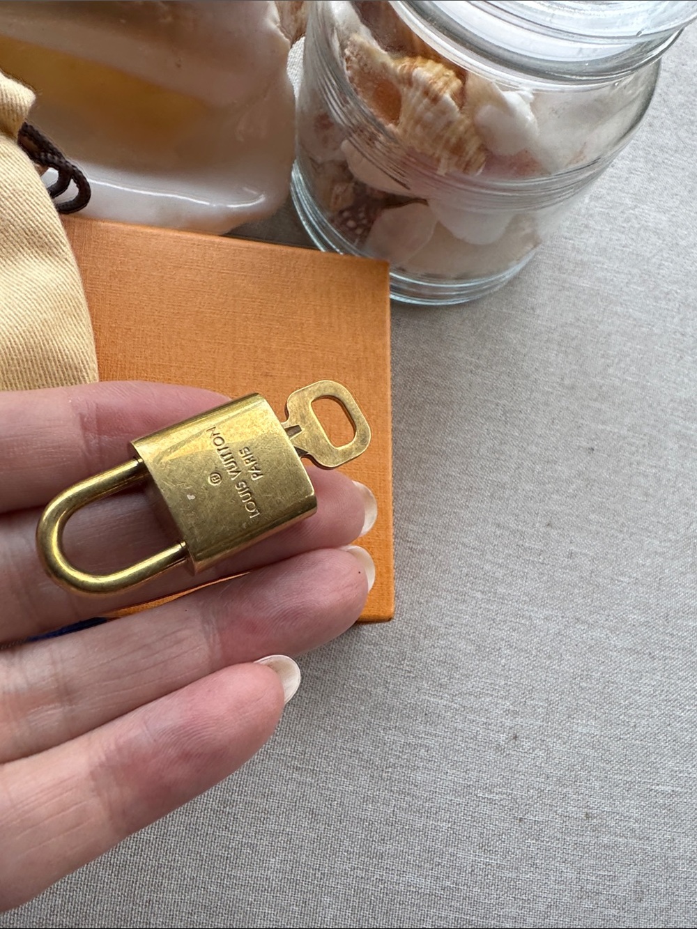 Louis Vuitton Gold Padlock with Key Box and Dust Bag - Picture 3 of 4